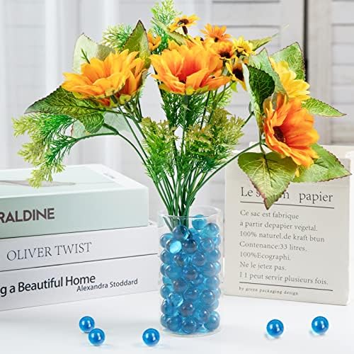 FUTUREPLUSX Light Blue Glass Marbles 1LB Vase Fillers