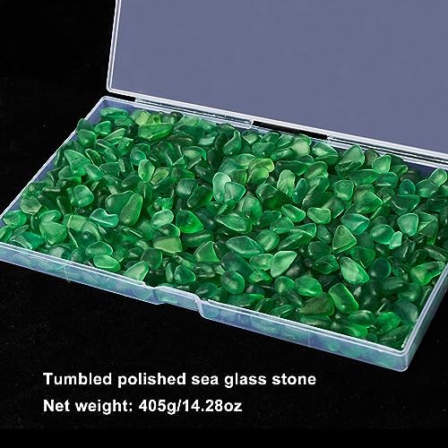 QEQEKAKA Sea Glass Stones for Crafts 1LB Green Pebbles