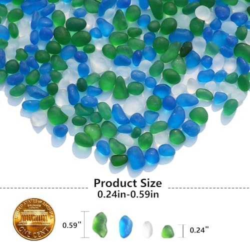 Sea Glass Stones 29LB Green Mixed Frosted Pebbles