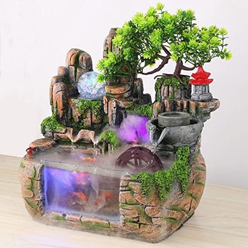 Tabletop Fountain with LED Light for Desk Home Office Bedroom Relaxation