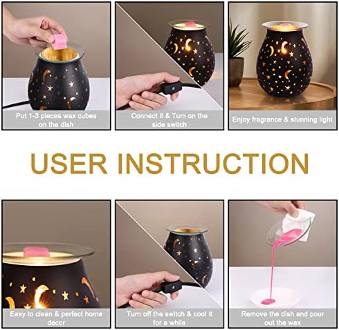 WNP Electric Glass Wax Warmer with Star and Moon Design