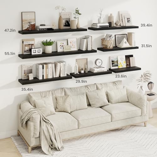 Fun Memories Floating Shelves Wall Mounted 32 Inch Black Set of 2