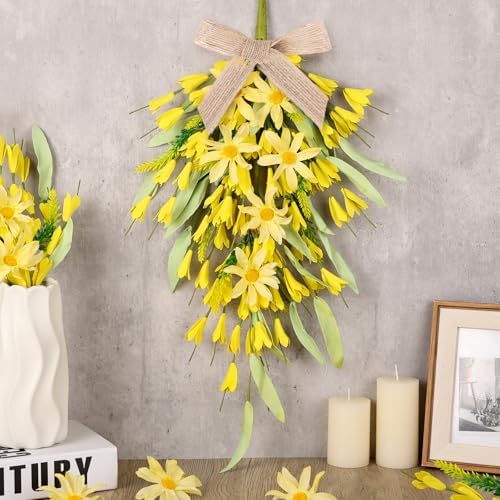 22 Inch Yellow Forsythia Wreath 2 PCS Front Door Decor