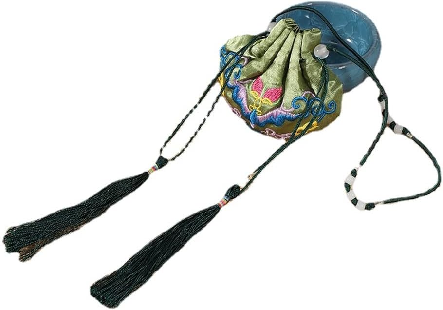 Ancient Style Brocade Bag Green Blessing Sachet Hand Embroidered Purse