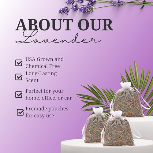 12 Organic Lavender Sachets for Home Freshness