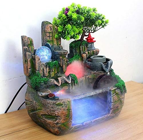 Tabletop Fountain with LED Light for Desk Home Office Bedroom Relaxation