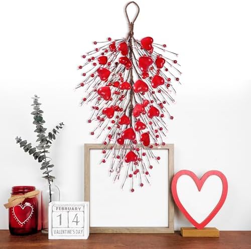 24 Heart Shaped Valentines Day Artificial Swag Wall Hanging