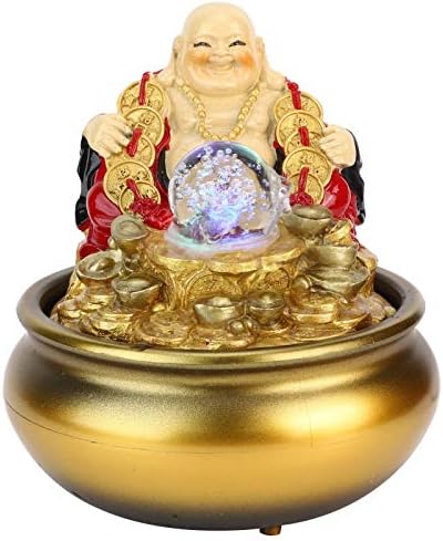 Golden Desktop Fountain with LED Light and Crystal Ball
