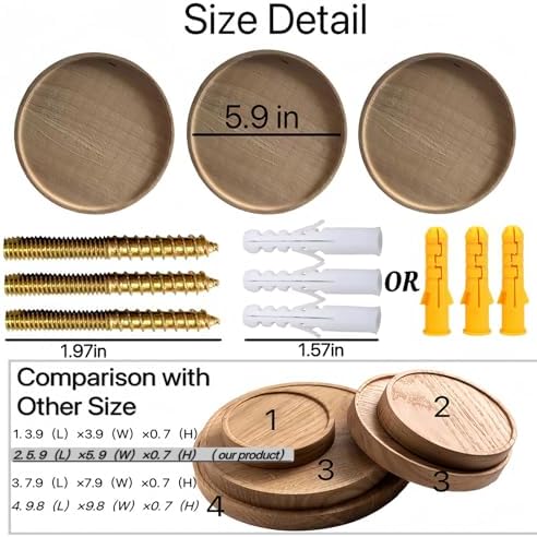 3 Pack Round Wood Floating Shelves for Wall Decor