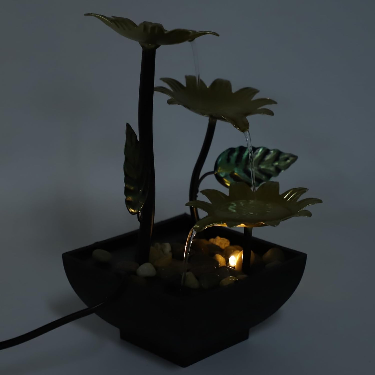 Tomotato Tabletop Fountain with Adjustable Flow and LED Light