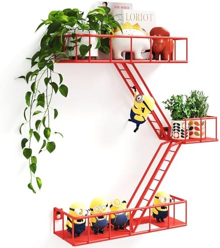 Fire Escape Shelf - 3 Tier Metal Wall Shelves with Baskets