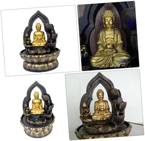 Happyyami 110v Resin Buddha Waterfall Fountain Tabletop Decor
