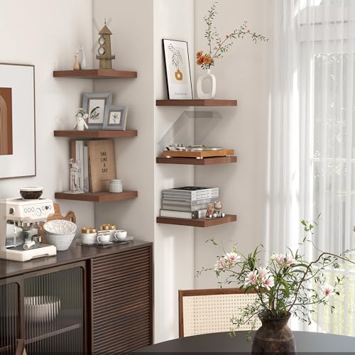 Venusmiles Square Floating Shelves 3 Pack Walnut