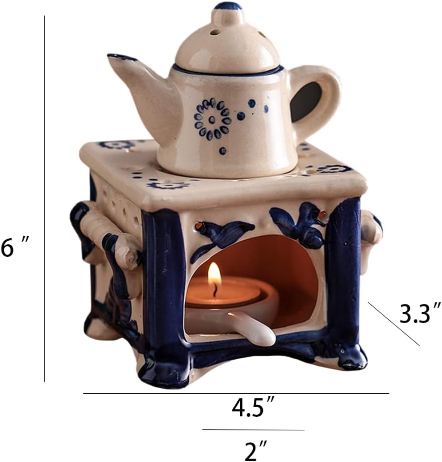 WAYUTO 6 Inch Blue Ceramic Essential Oil Burner
