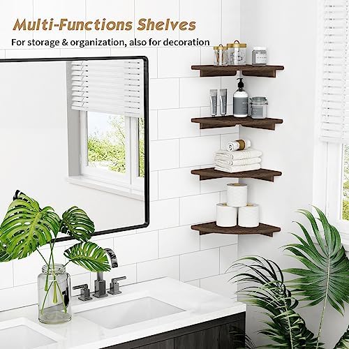 Forbena Floating Corner Shelves Set of 4 Dark Brown