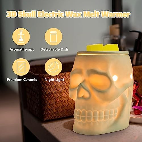 STAR MOON Halloween Wax Melt Warmer Ceramic Skull Decor