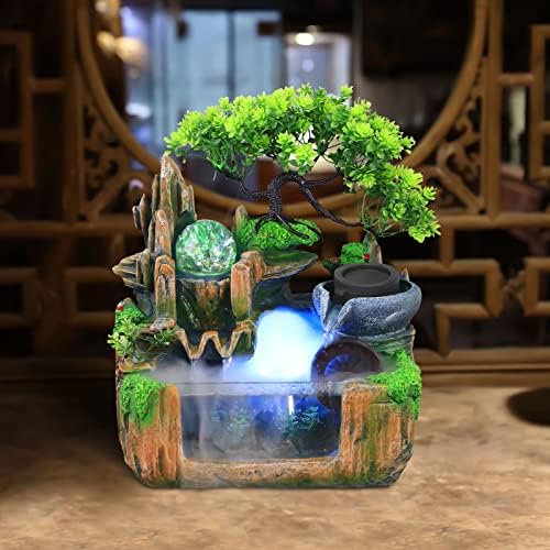Vintoro Tabletop Fountain with LED Lights and Rockery