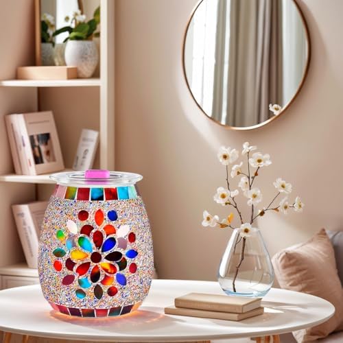 Dicimi Mosaic Glass Electric Wax Melts Warmer - Petal Design