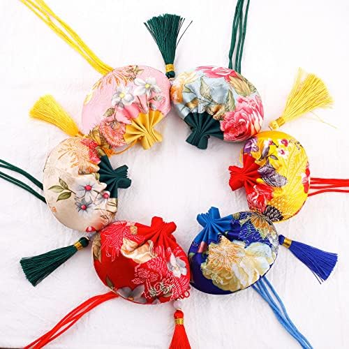 4 Pcs Pink Floral Pattern Drawstring Scent Bag with Tassel