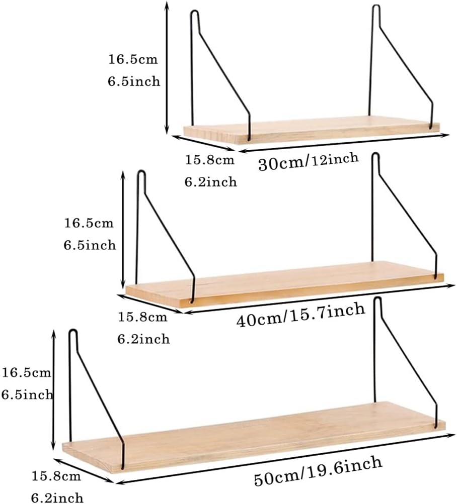 Set of 3 Floating Wall Shelves in Pink