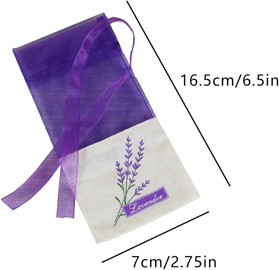 Lavender Sachet Bags - 12 Pack Refillable Organza Drawstring Pouches
