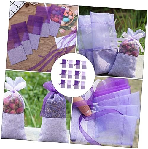 24pcs Lavender Scented Sachet Bags Drawstring Organza Pouch