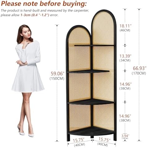 Asnefeli 4-Tier Corner Shelf Stand with Legs Black