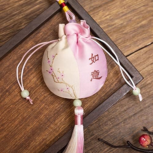 2 Pcs Chinese Embroidered Drawstring Scent Bags Pink
