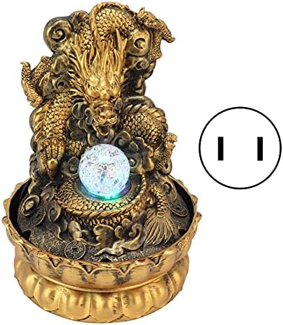 KIMISS Elegant Dragon Statue LED Desktop Water Fountain
