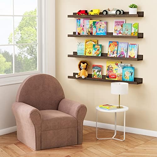 Forbena Dark Brown Floating Wall Shelves Set of 4