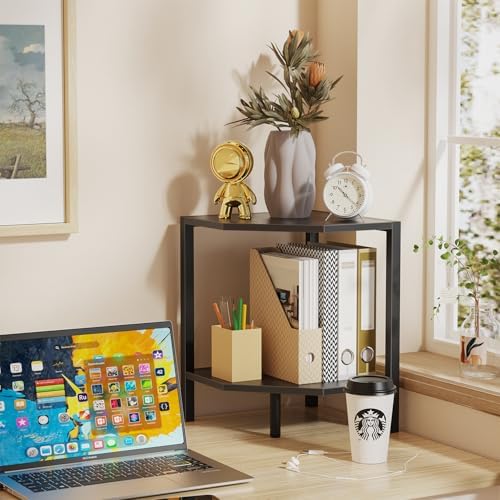 Greso Hom Corner Shelf Stand 2 Tier Black