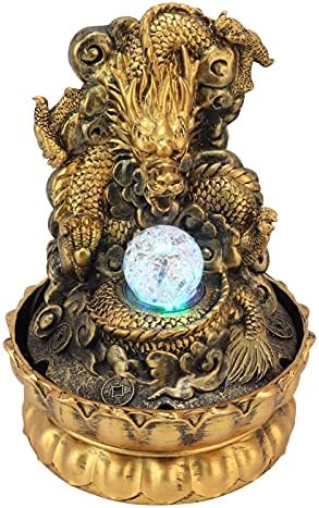 KIMISS Elegant Dragon Statue LED Desktop Water Fountain