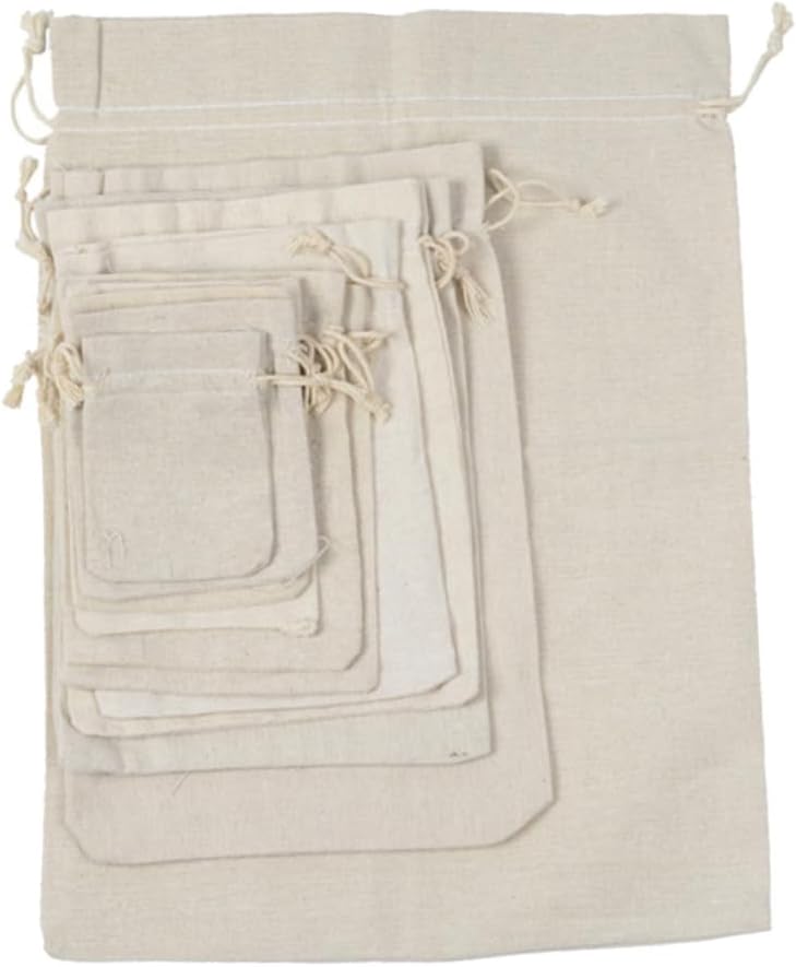 PartyKindom 4pcs Drawstring Pouch Bags for Herbs and Tea Travel