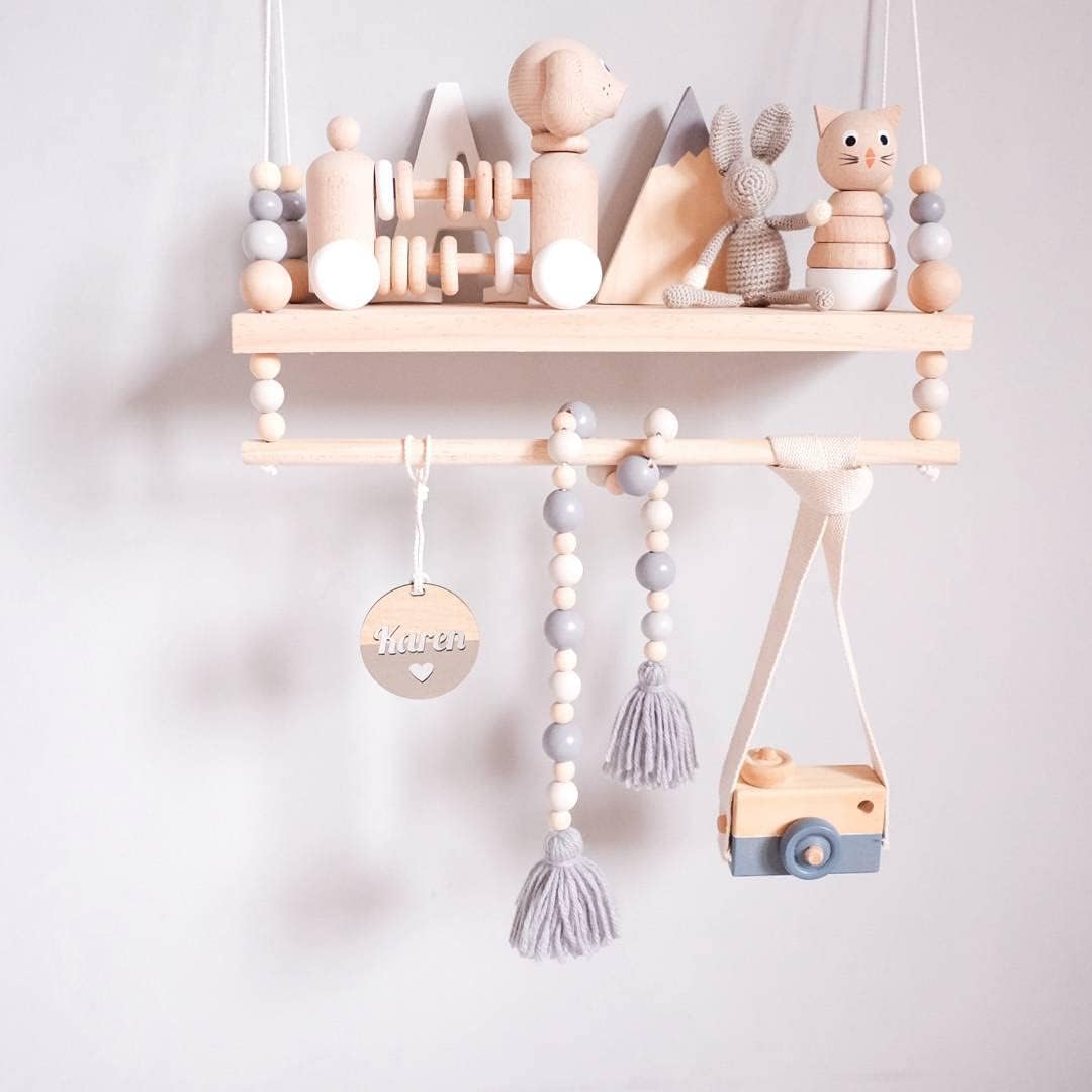 Macrame Wall Hanging Shelf with Wooden Beads