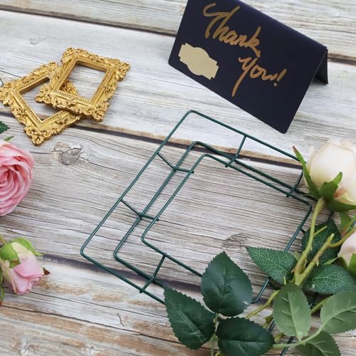 4pcs Square Metal Wire Wreath Frame Hanger Green