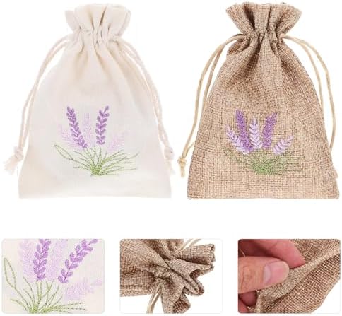 LOGOFUN 12pcs Imitation Linen Sachet Bags with Drawstring
