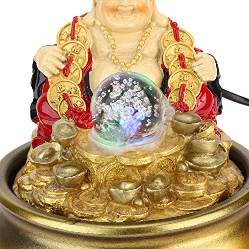 Golden Desktop Fountain with LED Light and Crystal Ball