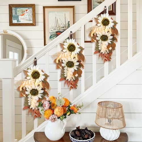 2PCS Autumn Teardrop Wreaths 177 Inch Fall Decorations