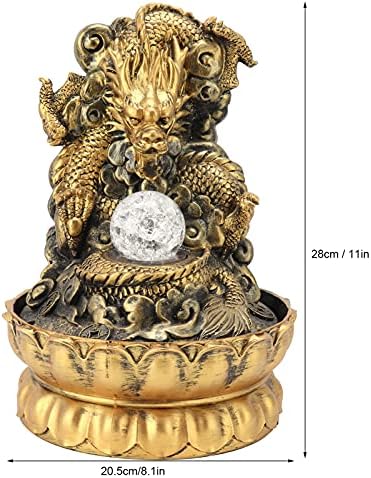 KIMISS Elegant Dragon Statue LED Desktop Water Fountain