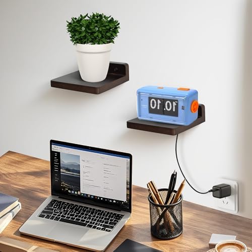 FURAOMEILI 5 Inch Wooden Floating Shelf Set of 2
