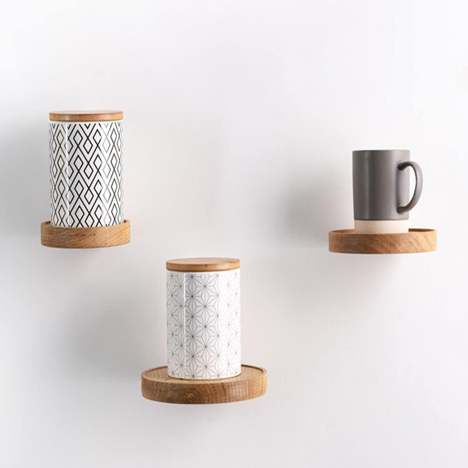 3 Pack Round Wood Floating Shelves for Wall Decor