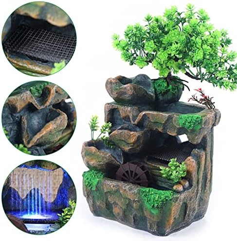 Tabletop Water Fountain with LED Light and Rock Design