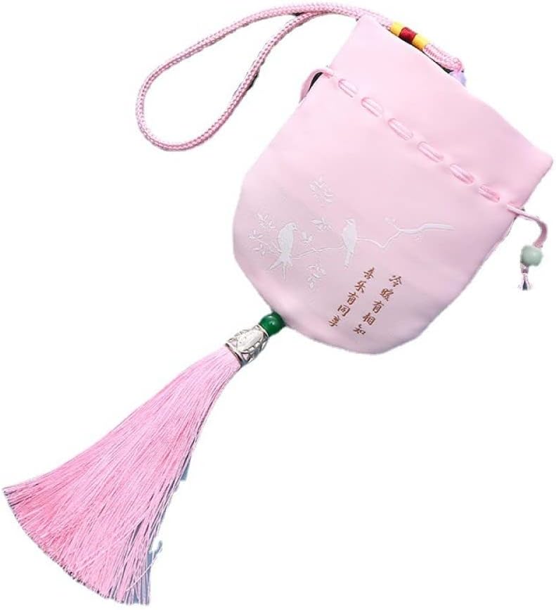 4 Pcs Chinese Tradition Small Sachet Bags with Drawstring and Tassel Pink