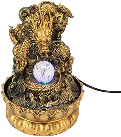 KIMISS Elegant Dragon Statue LED Desktop Water Fountain