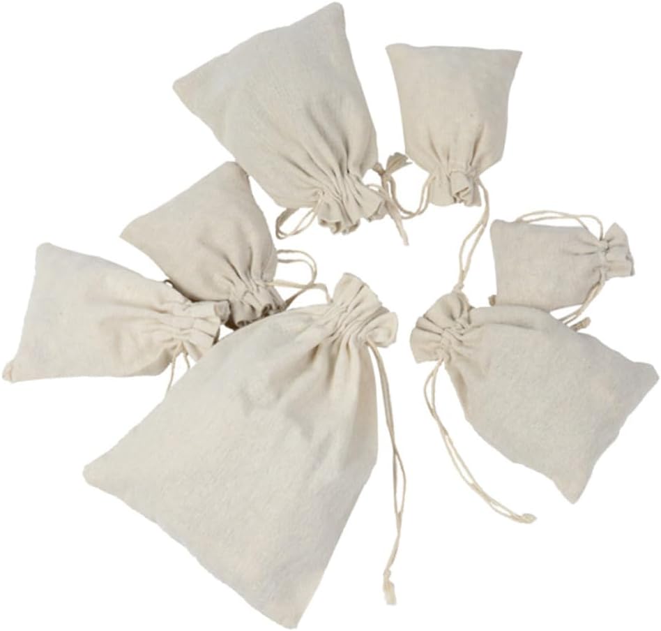 PartyKindom 4pcs Drawstring Pouch Bags for Herbs and Tea Travel