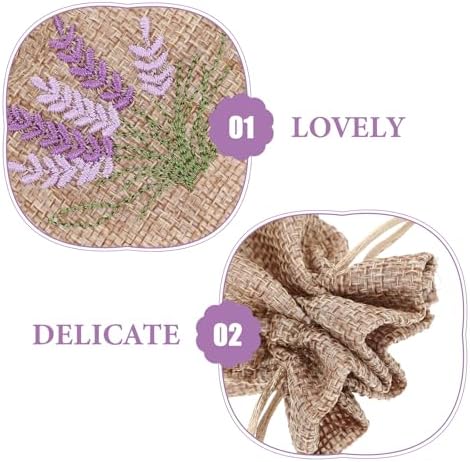 LOGOFUN 12pcs Imitation Linen Sachet Bags with Drawstring