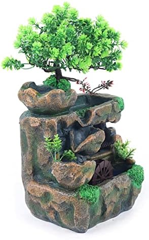 Tabletop Water Fountain with LED Light and Rock Design