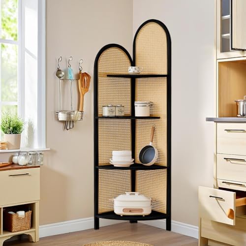 Leesinwing 4 Tier Corner Shelf with Legs Black
