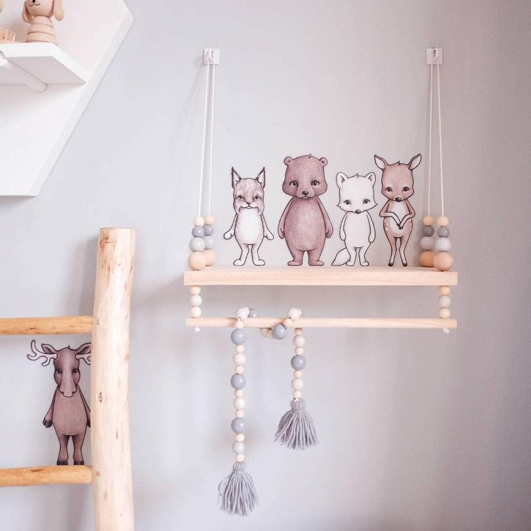 Macrame Wall Hanging Shelf with Wooden Beads
