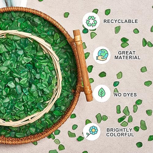 QEQEKAKA Sea Glass Stones for Crafts 1LB Green Pebbles